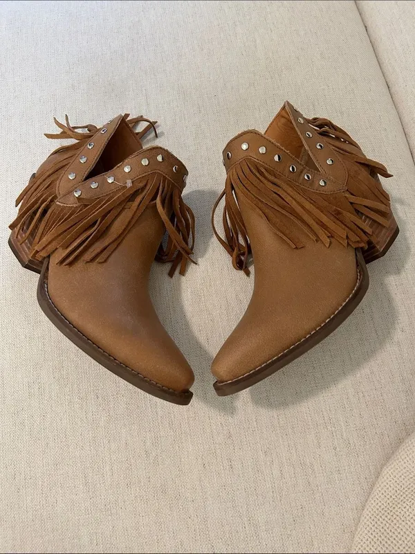 Dingo Western Boots Womens Fine N' Dandy Fringe Studs Ankle, size 9.5, NWOT - Image 4