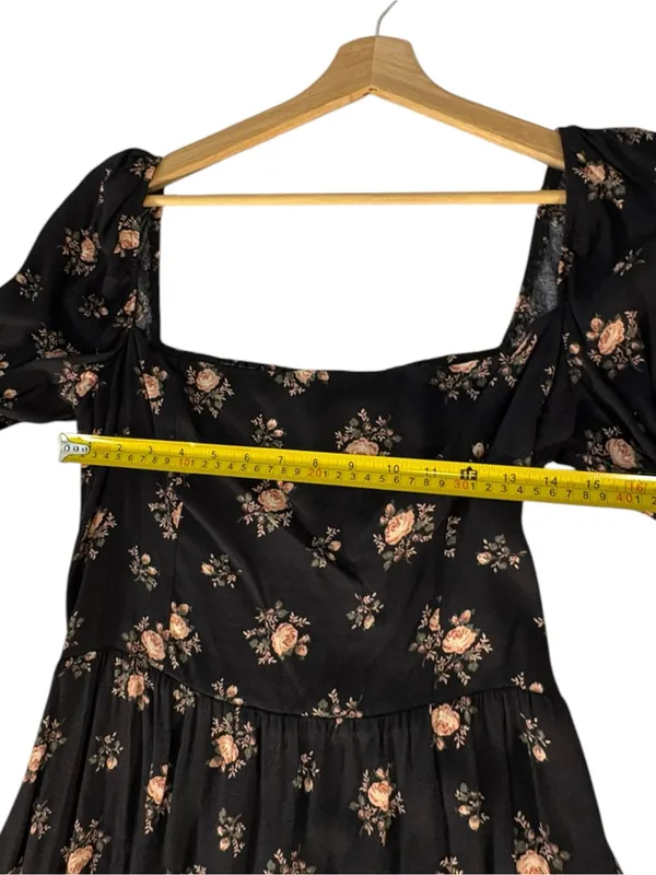 Reformation Mica Midi Dress Womens 12 Black Floral Whimsigoth Practical Magic - Image 10