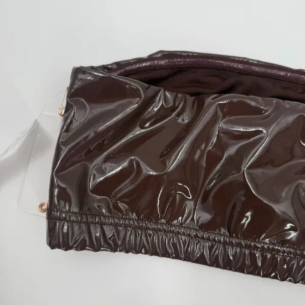 Good American Bikini Top Size Medium Faux Patent Leather Bandeau NWT Swim Brown - Image 7