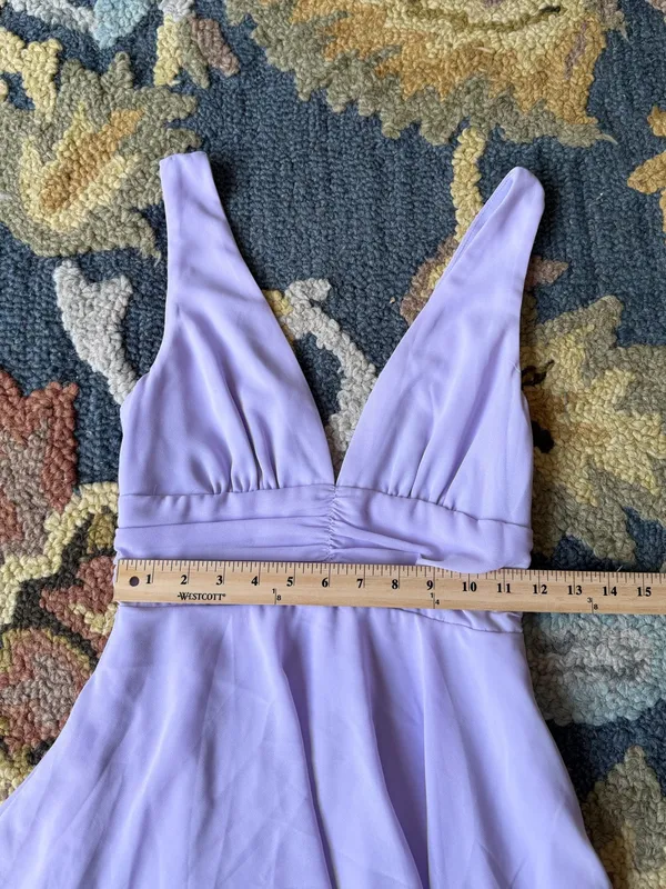 Lulus Celebration Time Lavender Tiered V-Neck Midi Dress Size XS Wedding Guest - Image 3