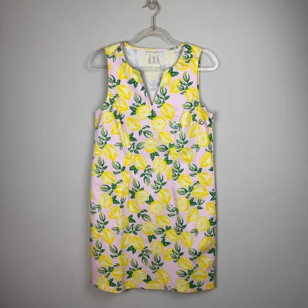 Cynthia Rowley Pink Lemon Print Dress Stretch‎ Sleeveless Sheath Womens Sz 6 - Image 8