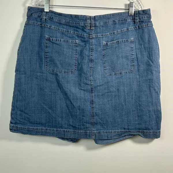 Karen Scott Woman Blue Denim Skort 16W Medium Wash‎ Stretch Mini Skirt Shorts - Image 2
