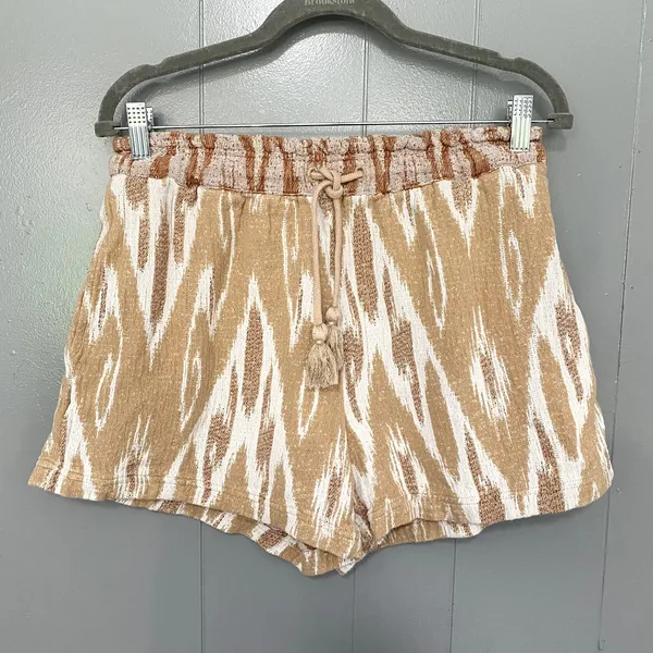 Aerie Tan Tribal Jacquard High Waisted Cotton Pull-on Summer Beach Shorts M - Image 2
