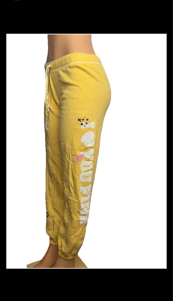 PINK - Victoria's Secret I love yellow sweatpants - Image 2