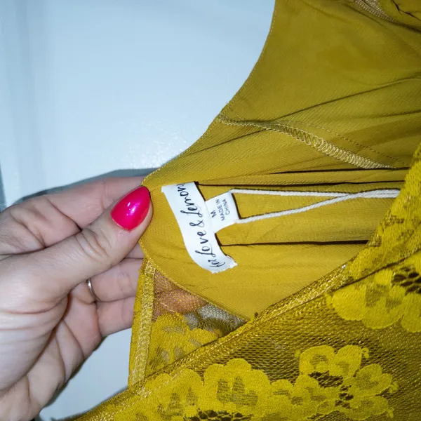 For Love & Lemons Yellow Tiana Lace One Shoulder Mini Dress Size Medium NWT - Image 4