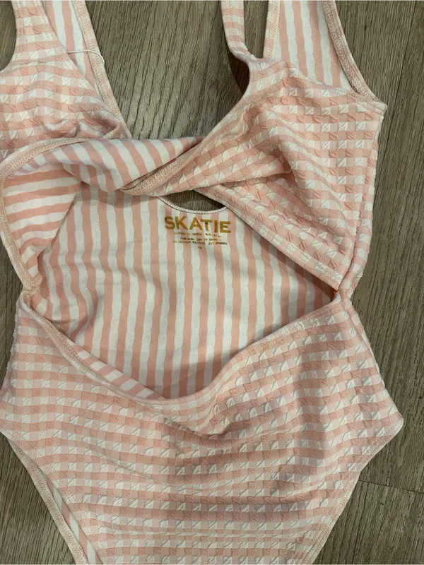 Skatie Pink White Gingham Resa One Piece Swimsuit Size XS small - Image 3