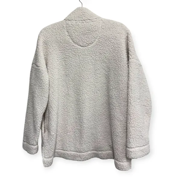 Aerie Sherpa Pullover Women's M Ivory Cream Snap Neck Cozy Fleece - Image 4