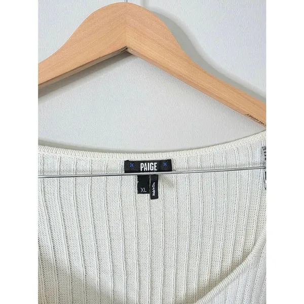 Paige Europa Sweater Size XL Ivory Silk‎ Blend Pullover Knit Bishop Sleeves - Image 3