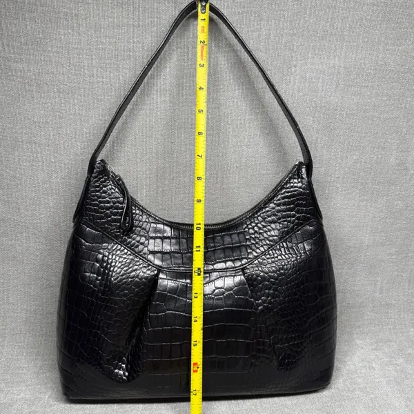 Alfani Black Croc Embossed Leather Shoulder Bag Greenwich Hobo‎ Purse - Image 5