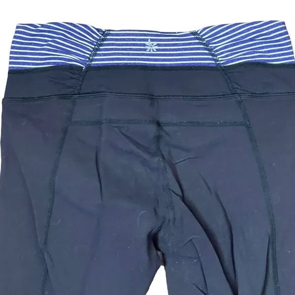 Athleta Leggings Size XS Black W/‎ Purple White Striped Stretch Athleisure 24X20 - Image 6