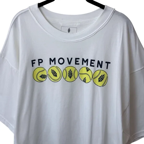NEW Free People Movement‎ Inspire Logo Court Tee Athletic Tennis Comfort White L - Image 3