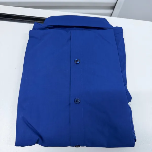 Womens Royal Blue Button Up Long Sleeve Collared Blouse Office Work Shirt size L - Image 5