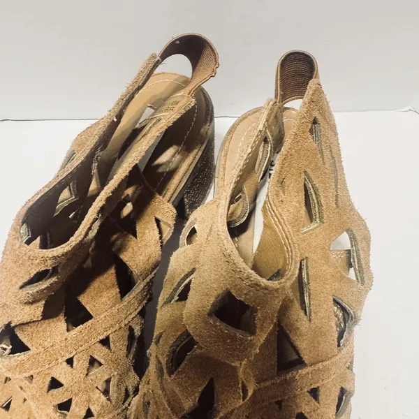 Steve Madden Estee Brown Suede Sandals Women’s 7.5M block heels laser cut - Image 3
