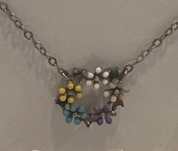 Sterling Silver Flower Wreath Pendant Necklace - 18” - Image 5