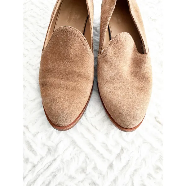 Soludos Sophia Block Heel Loafers Tan Suede Slip On Office Minimalist Chic - Image 5