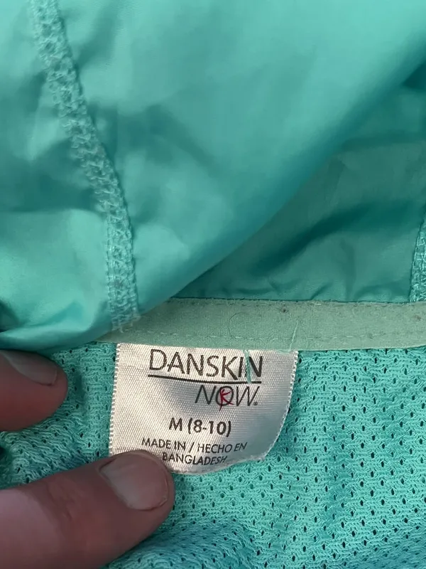 Danskin Now Jacket Womens Medium Blue Fish Hooded Lightweight Windbreaker Mesh - Image 6