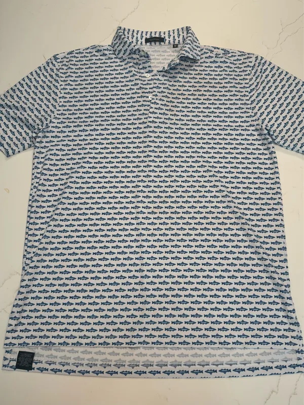 Turtleson Men's Blue Fish-Print Polo Shirt - Image 2