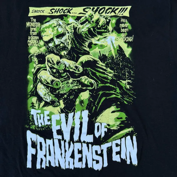 The Evil Of Frankenstein Halloween Monster Black Green Graphic Brisco T-shirt - Image 3