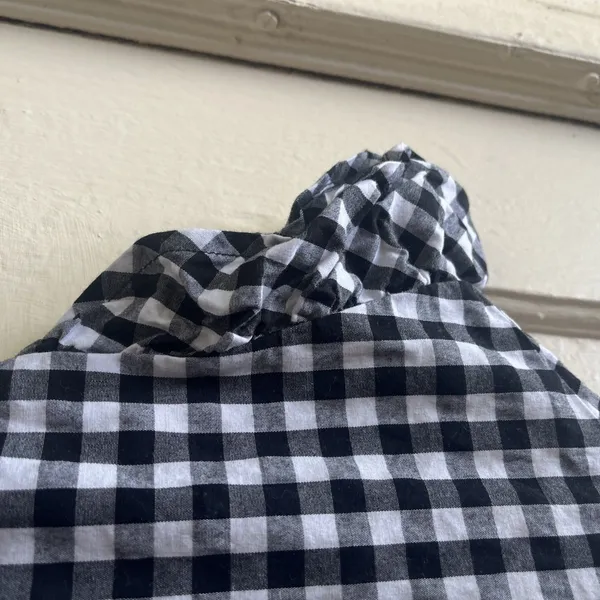 Tabitha Webb Dress 8 Checkered Black White Plaid Preppy Boho Country Ruffle Mini - Image 4