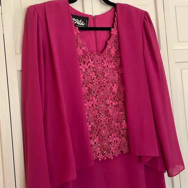 Ursula of Switzerland vintage pink lace cape dress 6 - Image 4