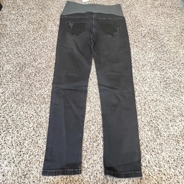 UrbanMA Womens Maternity Skinny Jeans Black Distressed Full‎ Belly Panel Size M - Image 5