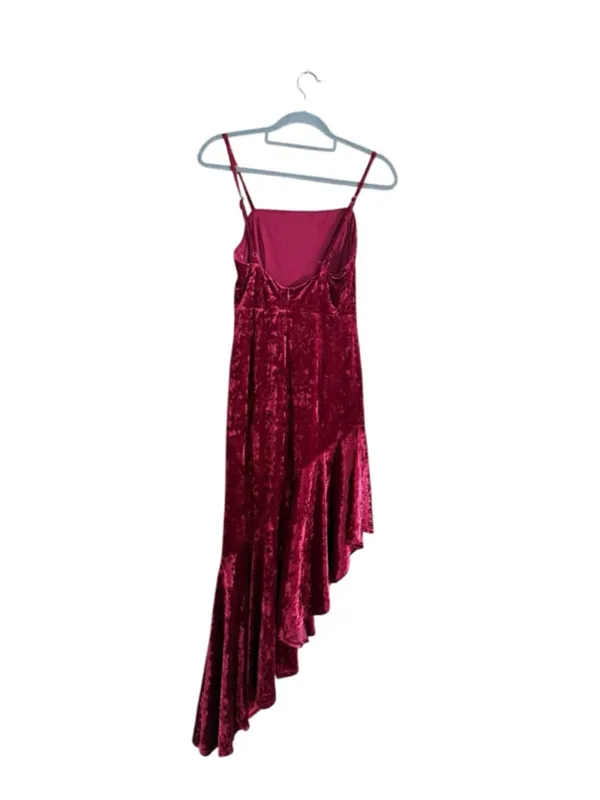 Women's Lulus Red Velvet Asymmetrical Dress S - Image 8