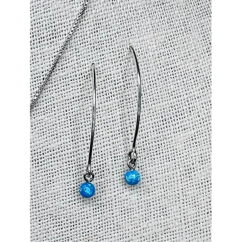 Silver 925 Simulated Fire Opal Snowflake 18" Necklace + Drop Earring Set Jewelry - Image 5