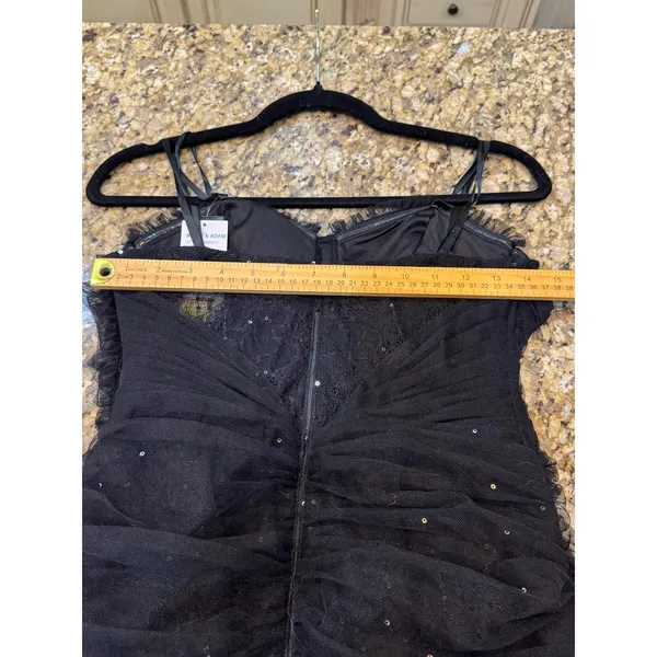 Betsy & Adam Women's Black Sequined Lace Corset Gown Dress Size 8 Sweatheart - Image 8