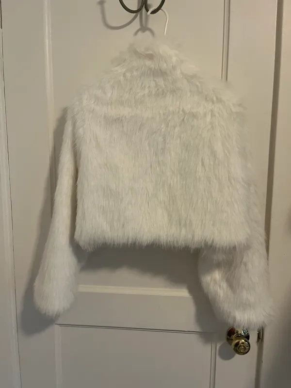 White Faux Fur Coat - Image 2