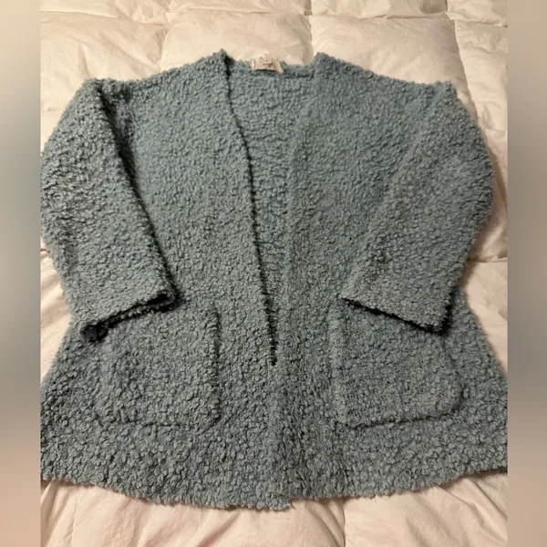 Pink Republic Textured Blue Open Front Cardigan - Size M - Image 3