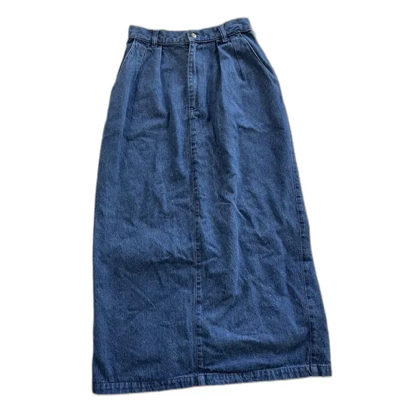 Denim Maxi Skirt Size 6 Pockets Pleated Vintage Made Is USA Y2K 90S - Image 3