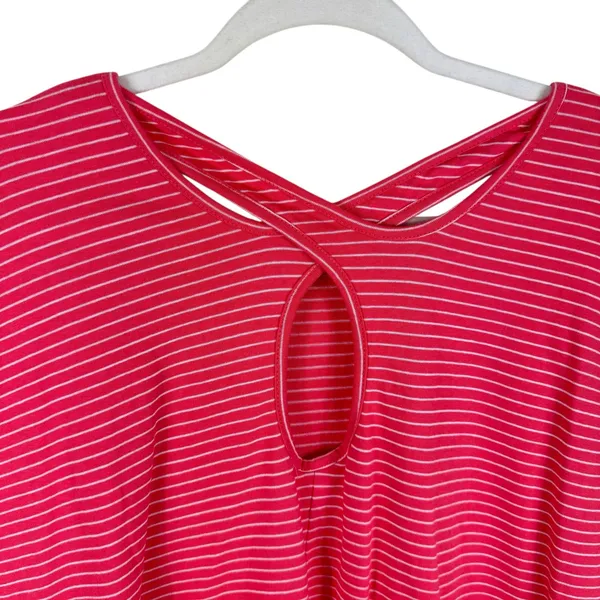 Simple Suzanne Betro Pink White Striped Cap Sleeve Criss Cross Back‎ Shirt Sz 3X - Image 4