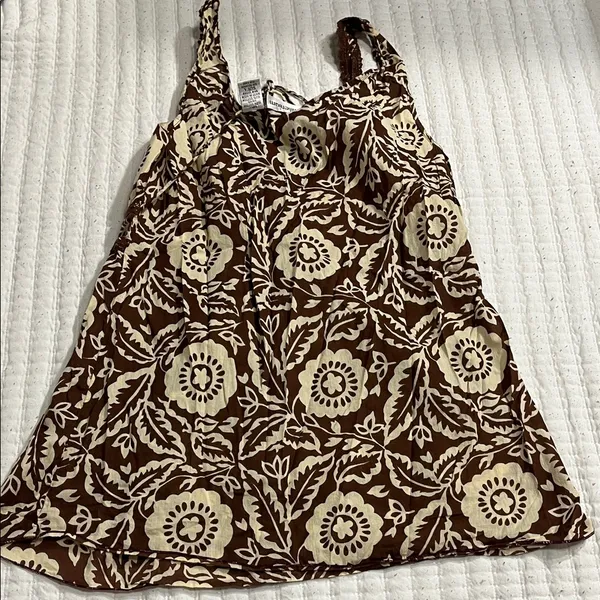 Brown Floral Tank Top Size L - Image 3