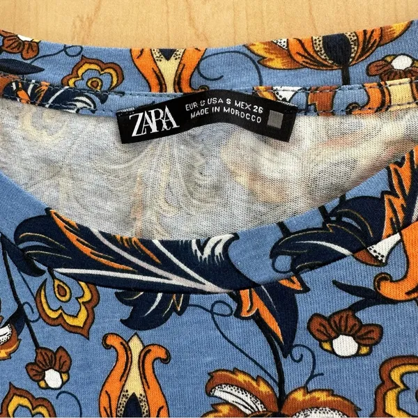 Zara Blue Floral Print Peplum Top - Image 8