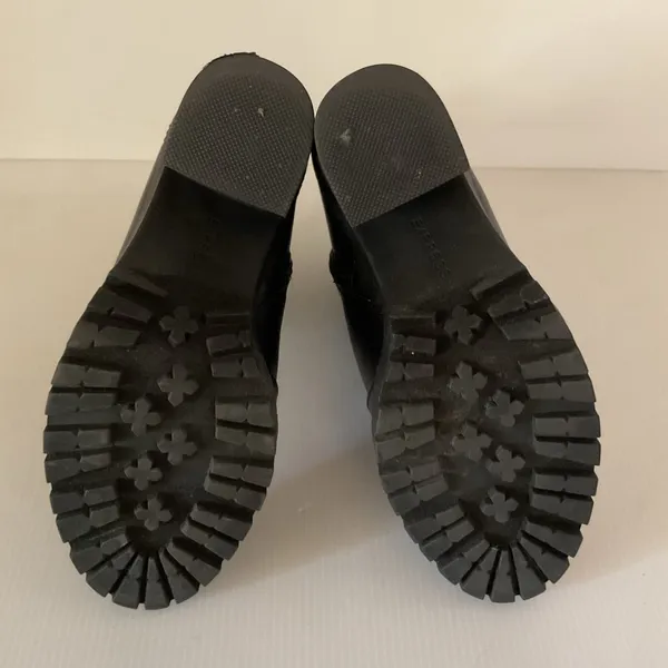 Express Faux Fur Trimmed Black Chunky Heeled Combat Platform Boots Sz 7 - Image 8