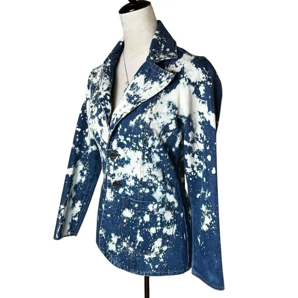 Vintage Wrangler Bleached Denim Blazer Jacket‎ S | Western Grunge Streetwear - Image 4