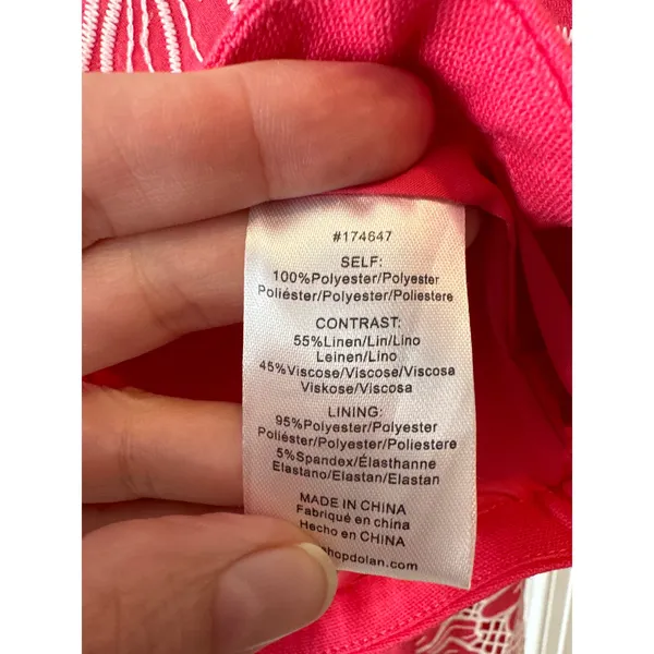 Anthropologie‎ NWT Dolan Pink & White Linen Cutwork Jacket Size M - Image 9