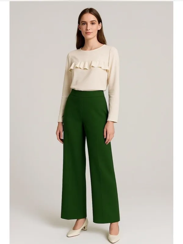 Zara Dark Green Wide-Leg Pants - Image 2