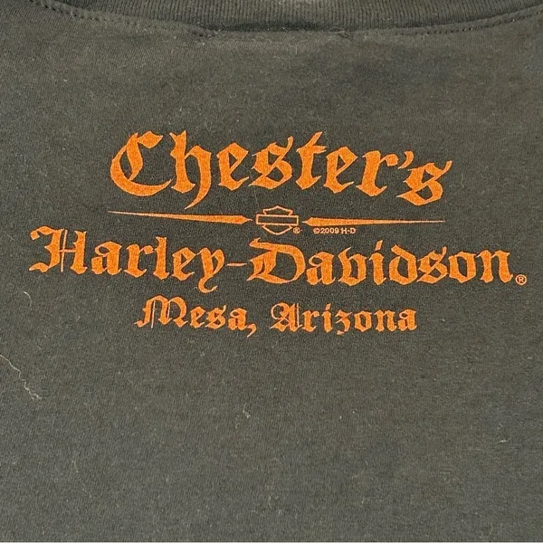 Harley-Davidson Women's V-neck Chester's Mesa, Arizona T-shirt Black Medium - Image 8
