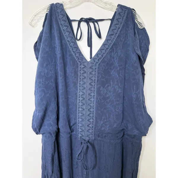 ARIAT Romper Jumpsuit Womens Size Large Blue Floral Boho‎ Country Cowgirl New - Image 4