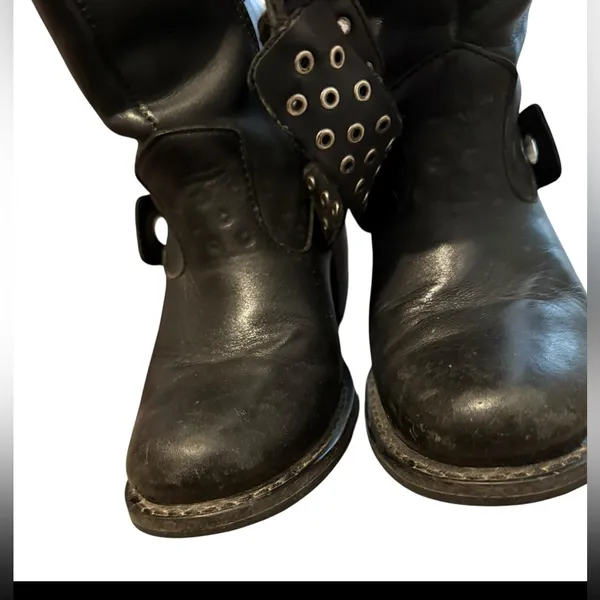 HARLEY DAVIDSON Sz 7 Macie rhinestone Studded Strap Leather Riding Boot Moto - Image 13