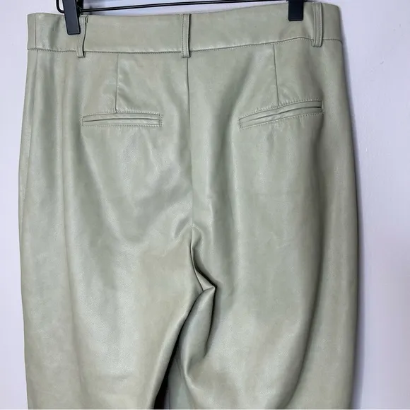 7 For All Mankind Sage Green Vegan Leather‎ Straight Leg Pants - Image 4