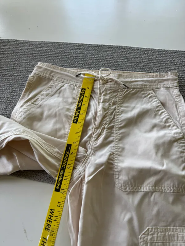 American Eagle Outfitters Ivory Beige Baggy Wide Leg Cargo Pants W Drawstring 4 - Image 12
