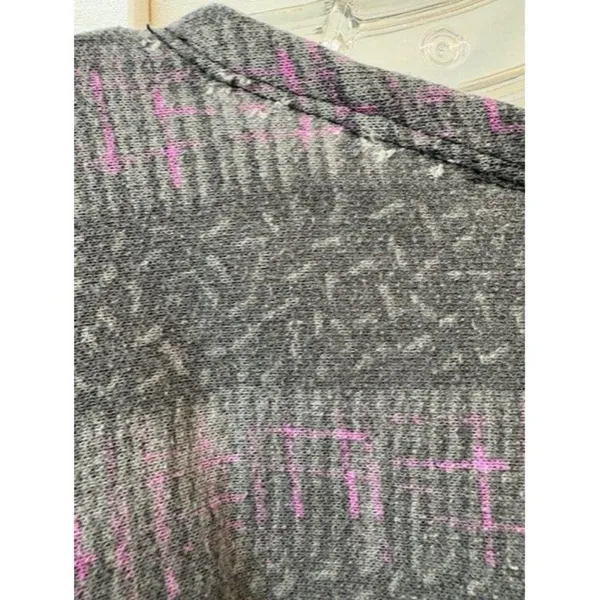 Vintage Powermax Grey Purple Striped Short Sleeve Sweatshirt Made in USA Large - Image 3