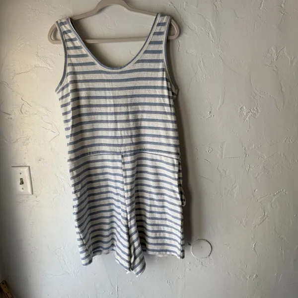 Old Navy Romper Terry Cloth Medium Striped‎ Tank Sleeveless Drawstring Pockets - Image 7