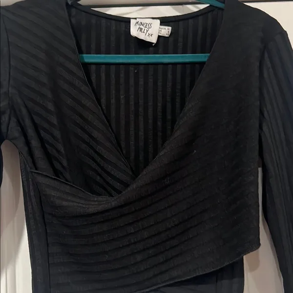 Princess Polly Black Abigail Ribbed Wrap top size‎ 8 - Image 3