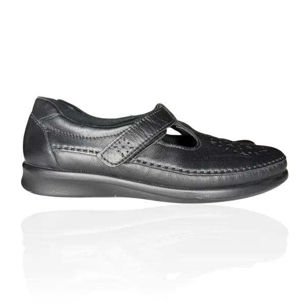 Sas 7.5 N Black Leather Willow Flats Adjustable‎ Mary Jane T-straps Casual - Image 2