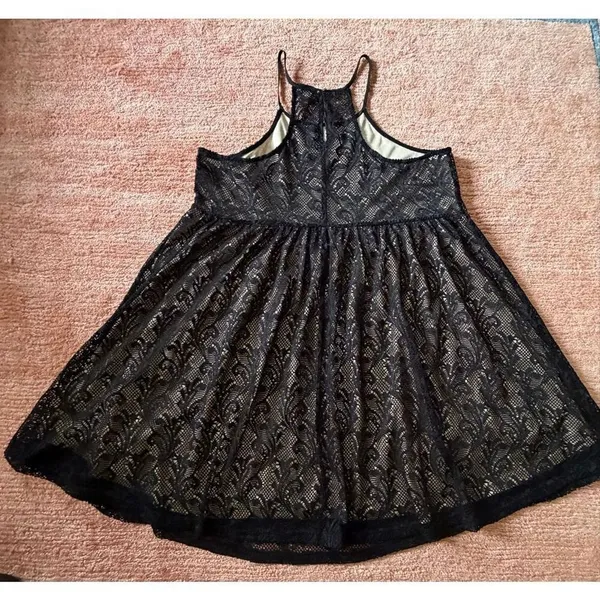 Umgee Black Lace Overlay Dress Size L Boho Sleeveless Stretch Mini Dress - Image 9