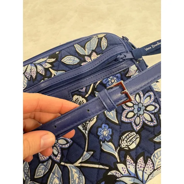 Vera Bradley Blue‎ Floral Quilted Cotton Crossbody Bag Adjustable Strap - Image 9