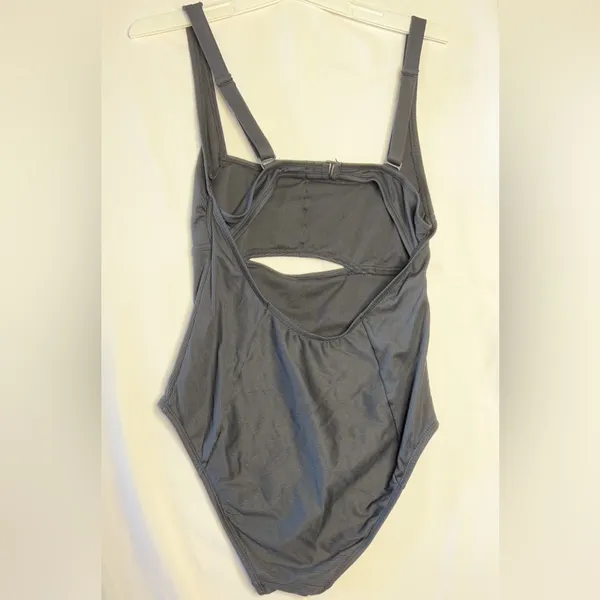 All In Motion Ribbed One Piece Swimsuit Size L Womens Black Cut Out Peak A Boo - Image 3